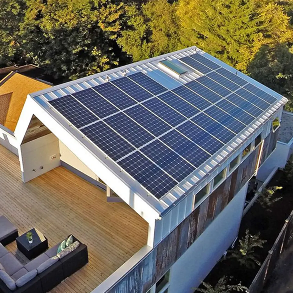 Solar panels installed on a home roof; shade is one of the first things to watch for in solar panel production