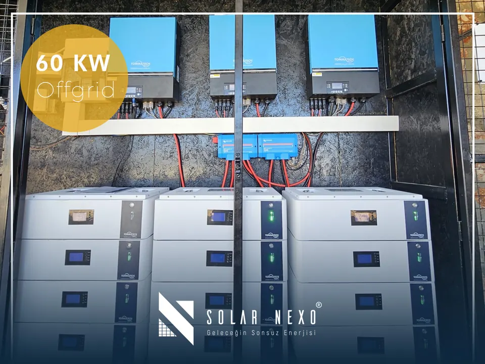 60 kW offgrid paralel invertörlü lityum bataryalı enerji odası, LiFePO4 batarya sistemi