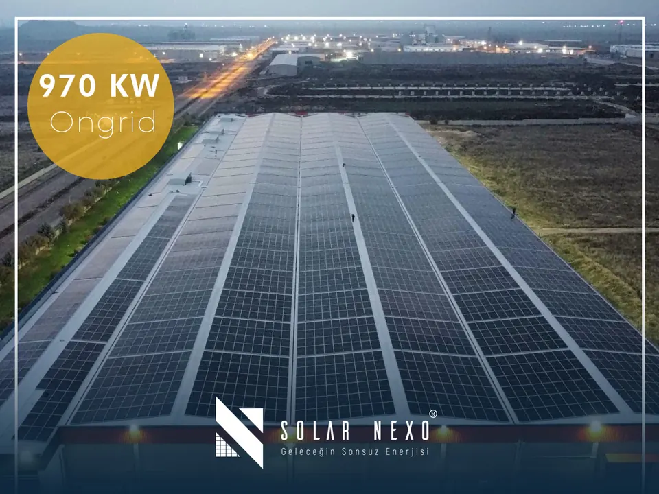 970 kW ongrid fabrika çatısı öztüketim odaklı güneş enerjisi santrali